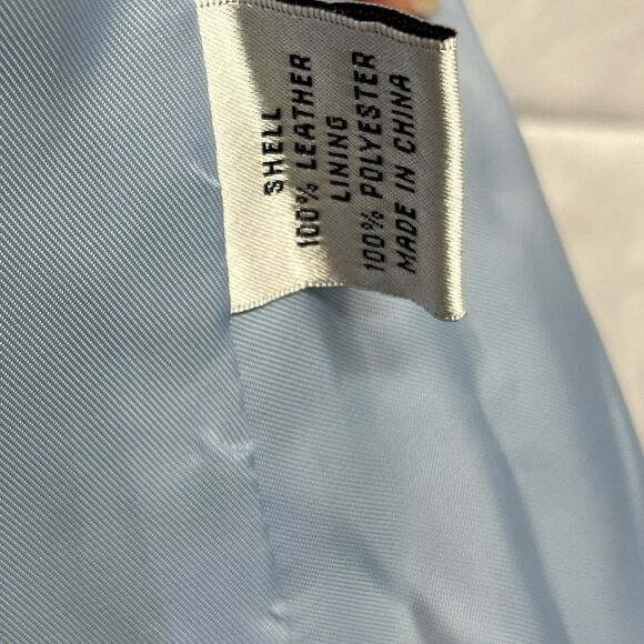 Talbots vintage blue leather jacket 12p - Picture 3 of 4